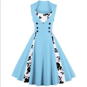 KILLREAL Rockabilly Blue Dress Small